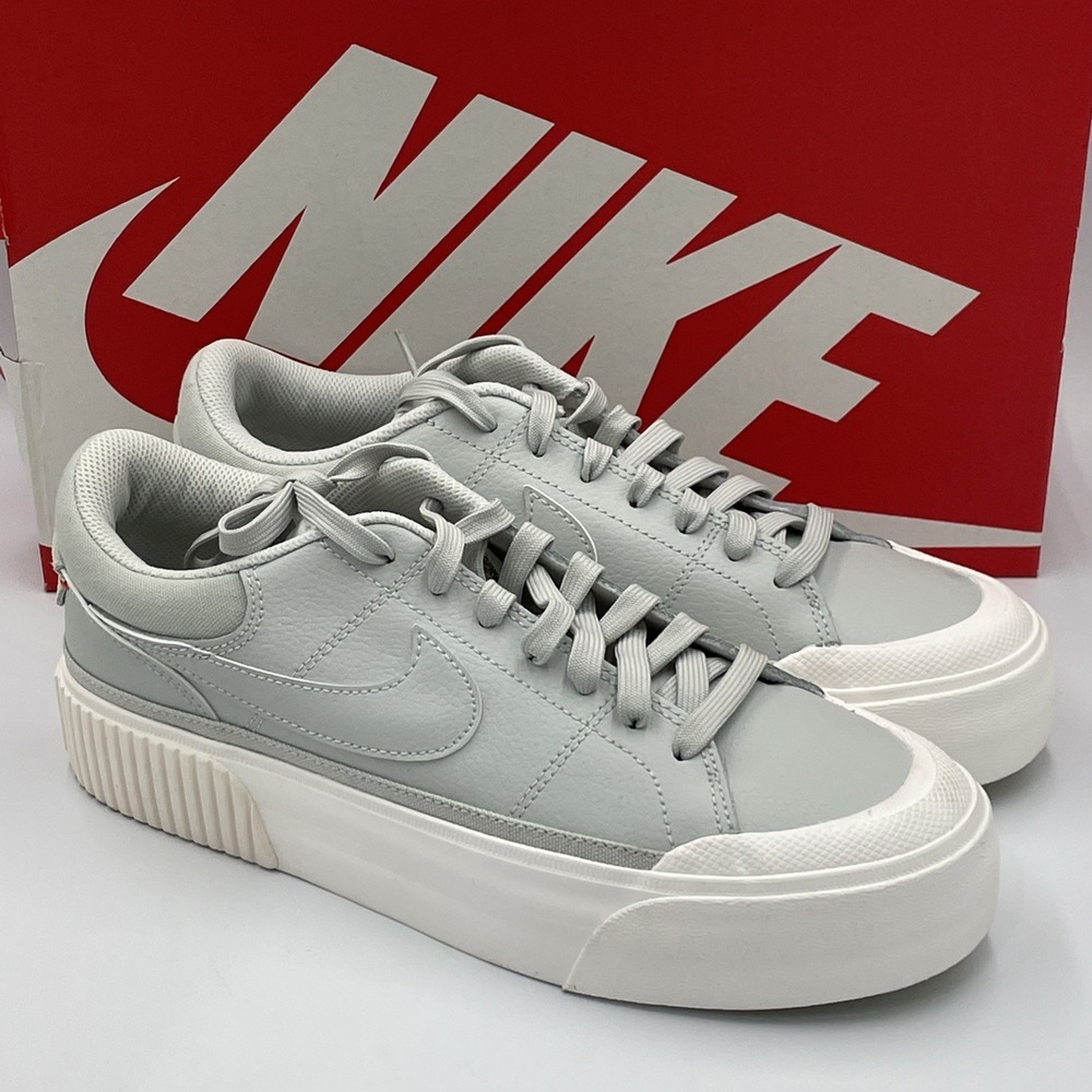 Nike Court Legacy Lift Platform Womens Light Silver Sail Red DM7590-003 Size 6.5